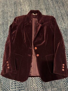 Velvet Blazer Jacket in Deep Purple